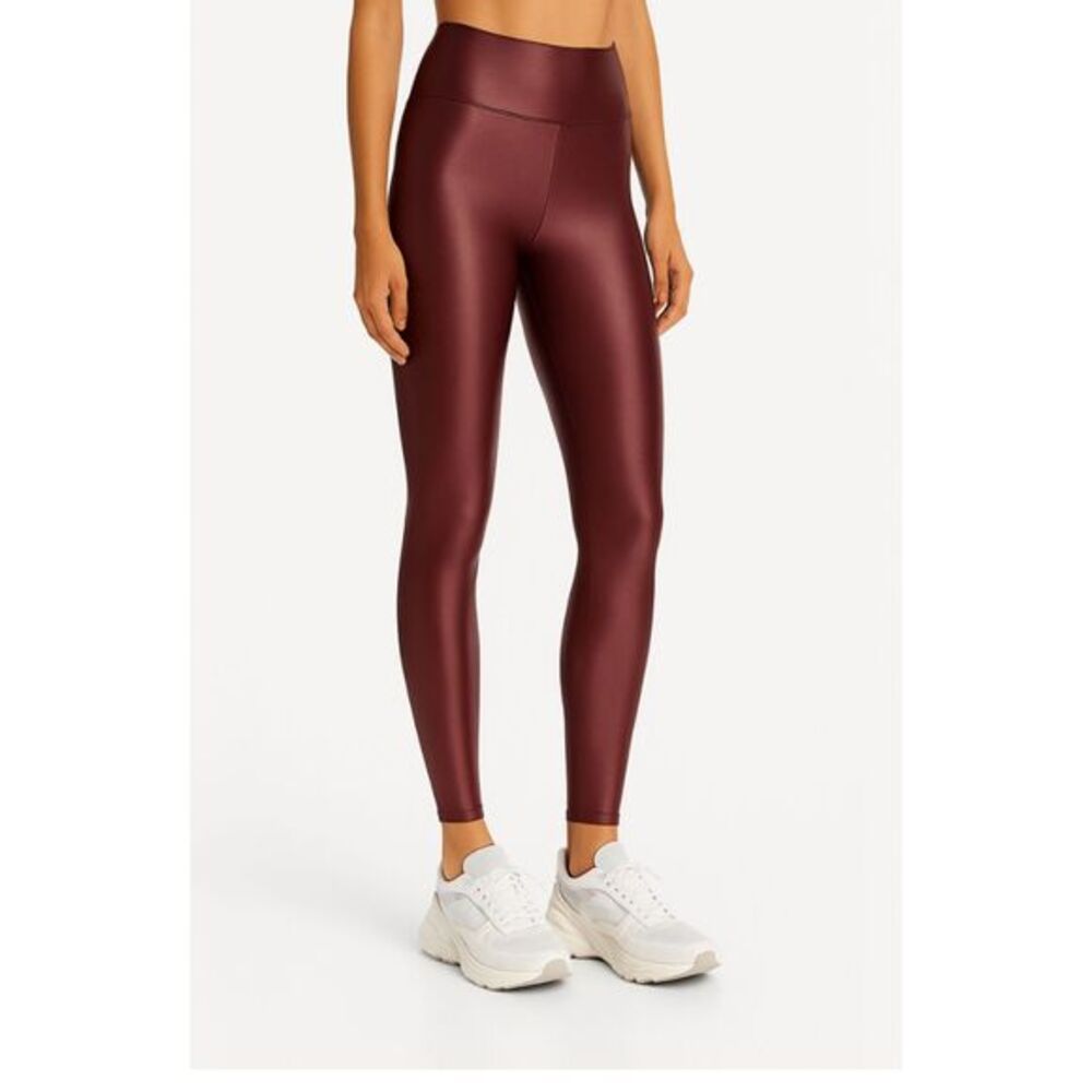 KORAL Lustrous Leggings Women’s Size XS Bordeaux Metallic High Rise‎ Stretch
